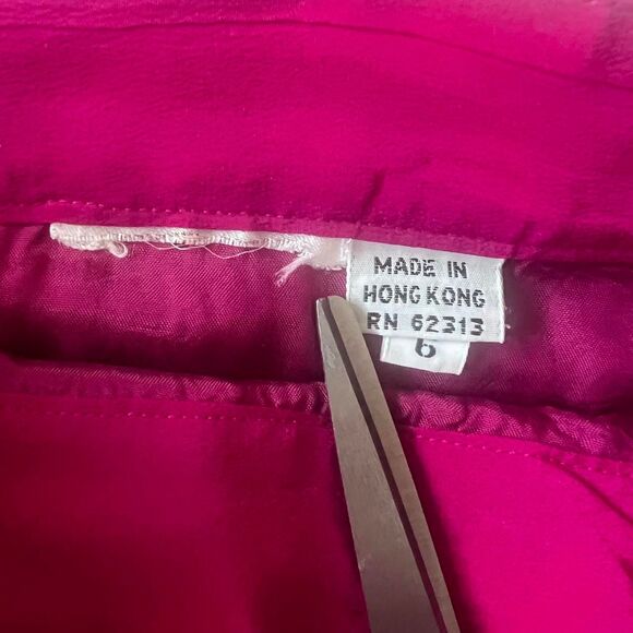 90s pink silk wrap midi skirt with pockets - Picture 2 of 8